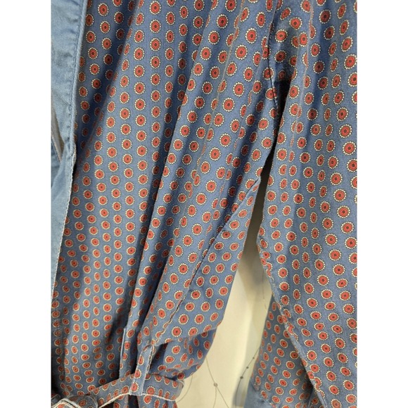 Stafford Mens Robe L/XL Blue Medallion Print Cotton Blend Smokers Jacket‎ Hefner - Picture 2 of 7